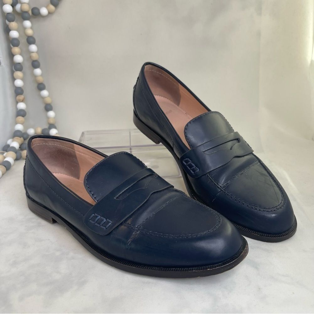 J. Crew Woman’s Navy Loafers leather upper size 7.5